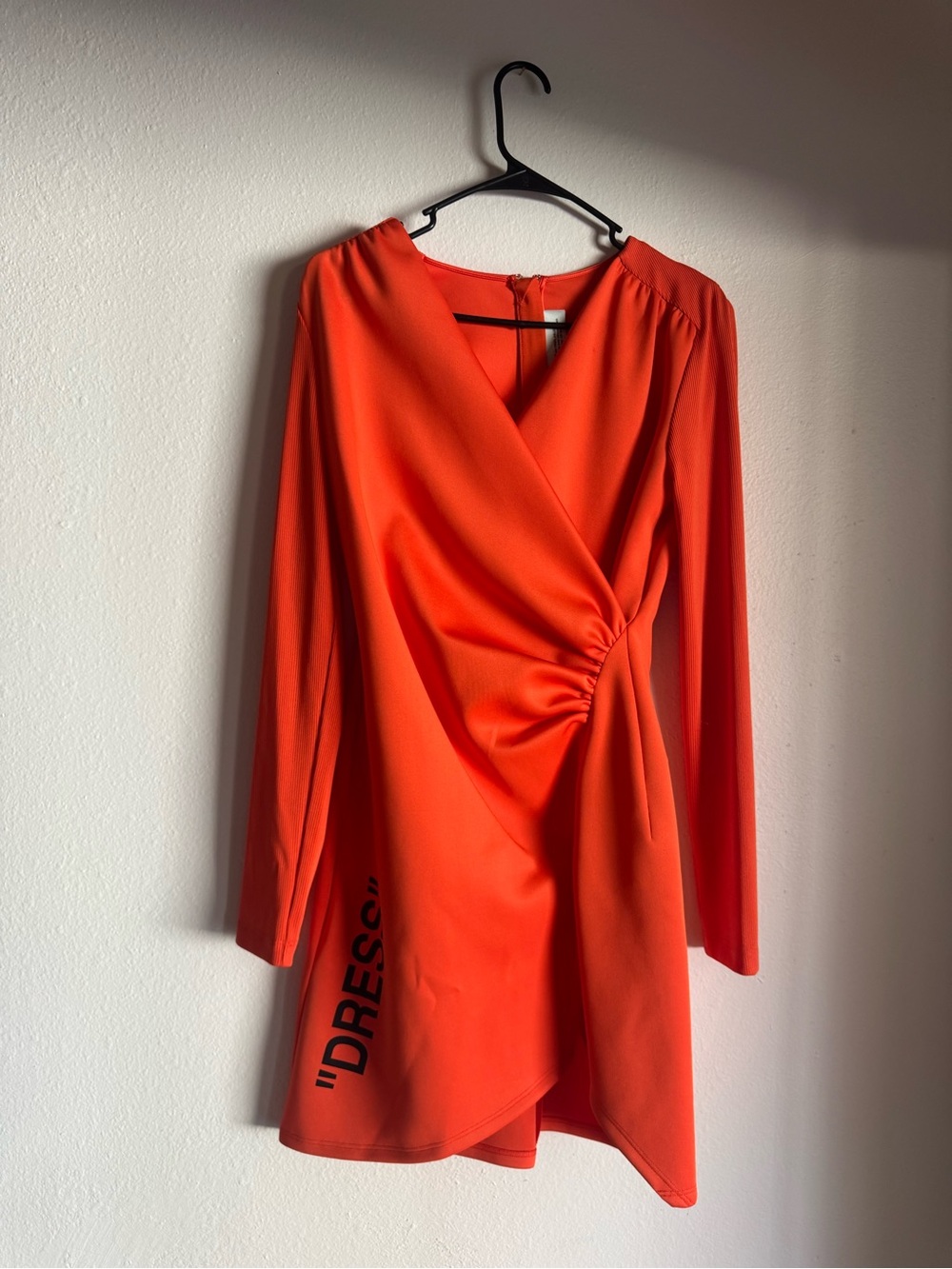 Off-White Orange Long-Sleeve Mini Dress